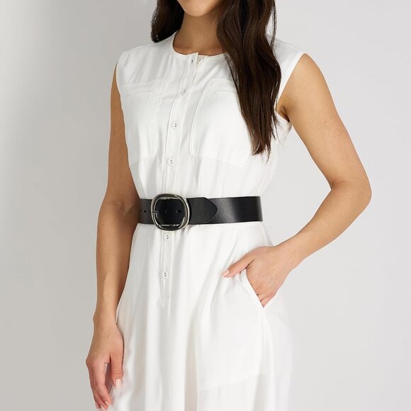 Reversible Women's Belt Faux Leather Wide Statement Buckle Casual Chic - Picture 3 of 6